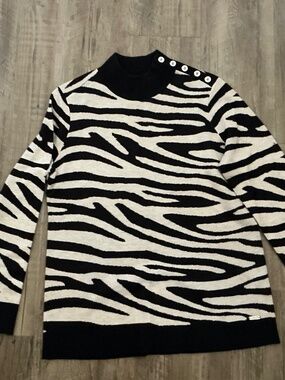 Calvin Klein Women's Zebra Print Mock Neck Sweater, size M